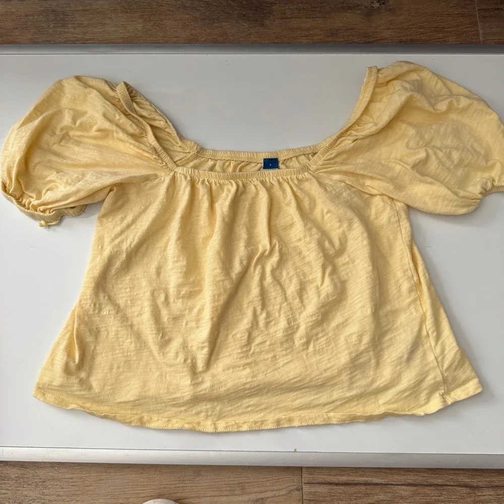 Old‎ Navy Yellow Puff Sleeve Square Neck Top Size Large